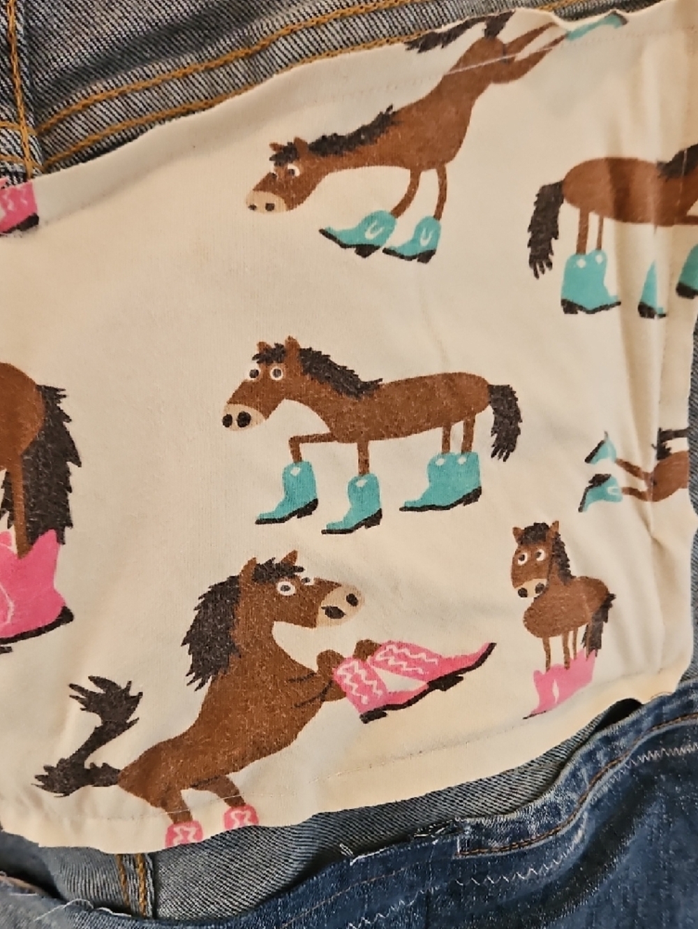 Hand Crafted BY ME Denim and Typewriter Print Reverse Horsey Apron - Picture 7 of 7